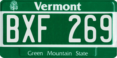 VT license plate BXF269