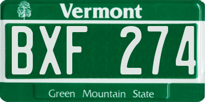 VT license plate BXF274