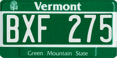 VT license plate BXF275