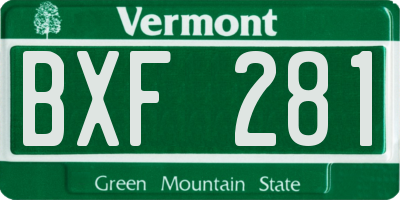 VT license plate BXF281