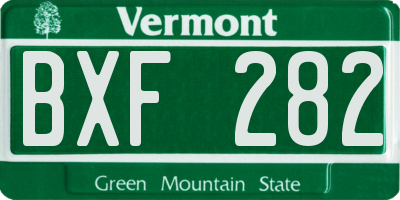 VT license plate BXF282