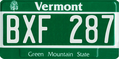 VT license plate BXF287