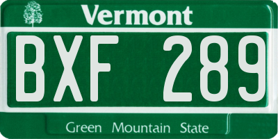 VT license plate BXF289