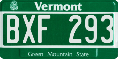 VT license plate BXF293