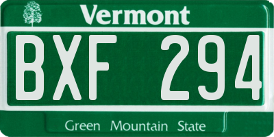 VT license plate BXF294