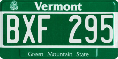 VT license plate BXF295