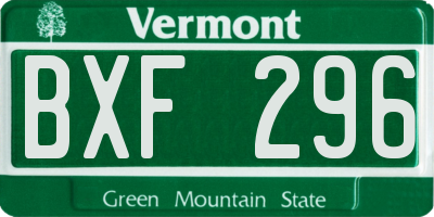 VT license plate BXF296