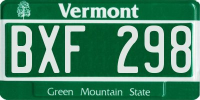 VT license plate BXF298