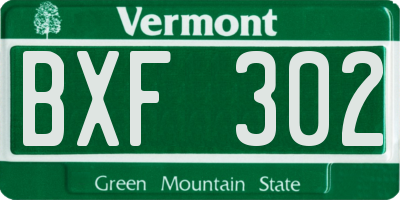 VT license plate BXF302