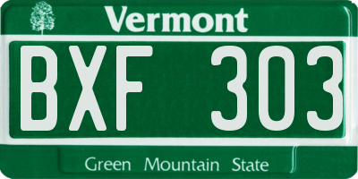 VT license plate BXF303