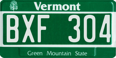VT license plate BXF304