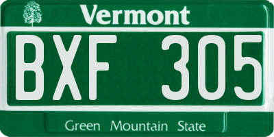 VT license plate BXF305