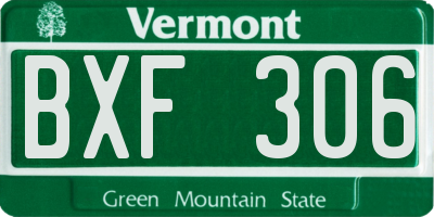 VT license plate BXF306