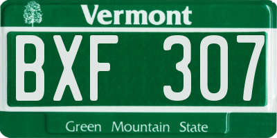 VT license plate BXF307