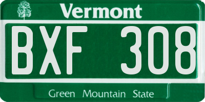 VT license plate BXF308