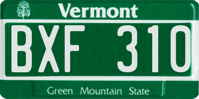 VT license plate BXF310