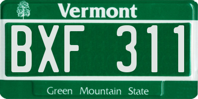 VT license plate BXF311