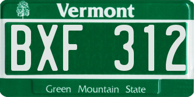 VT license plate BXF312