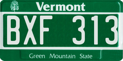 VT license plate BXF313