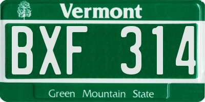 VT license plate BXF314