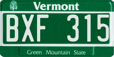 VT license plate BXF315