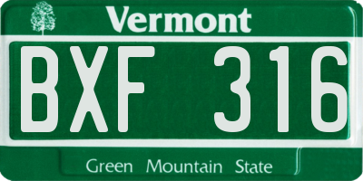 VT license plate BXF316
