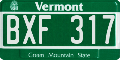 VT license plate BXF317