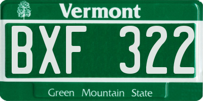 VT license plate BXF322