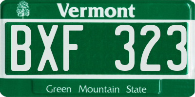 VT license plate BXF323