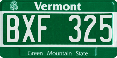 VT license plate BXF325