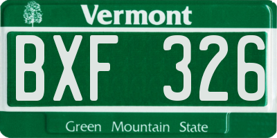 VT license plate BXF326