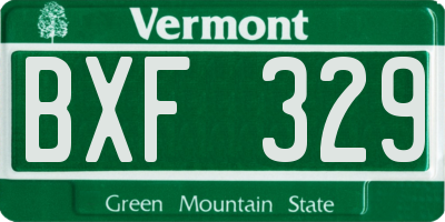 VT license plate BXF329