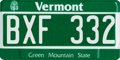 VT license plate BXF332