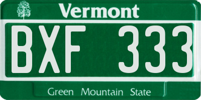 VT license plate BXF333