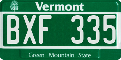 VT license plate BXF335