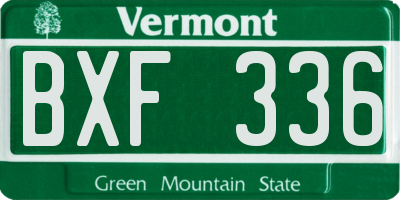 VT license plate BXF336