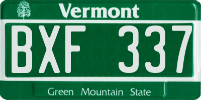 VT license plate BXF337