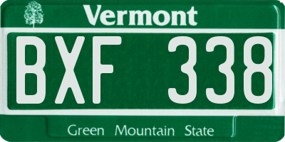 VT license plate BXF338