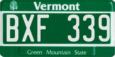 VT license plate BXF339