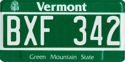 VT license plate BXF342
