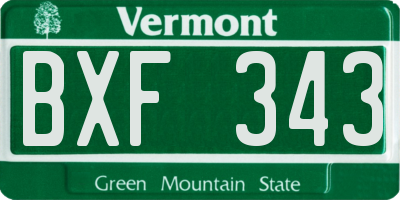 VT license plate BXF343