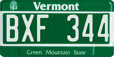 VT license plate BXF344