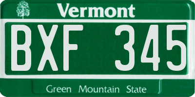 VT license plate BXF345