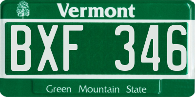 VT license plate BXF346