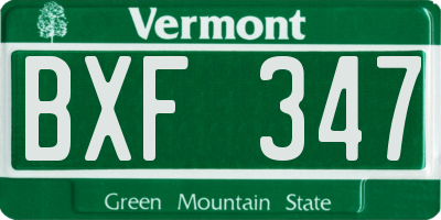 VT license plate BXF347
