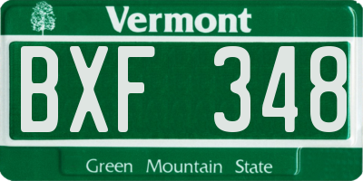VT license plate BXF348