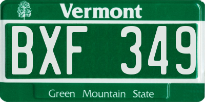 VT license plate BXF349