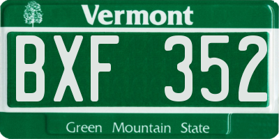 VT license plate BXF352