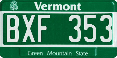 VT license plate BXF353