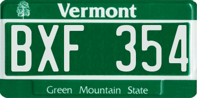 VT license plate BXF354